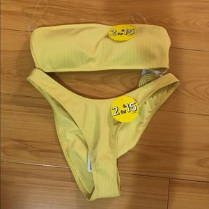 Yellow strapless bathing suit from Forever21